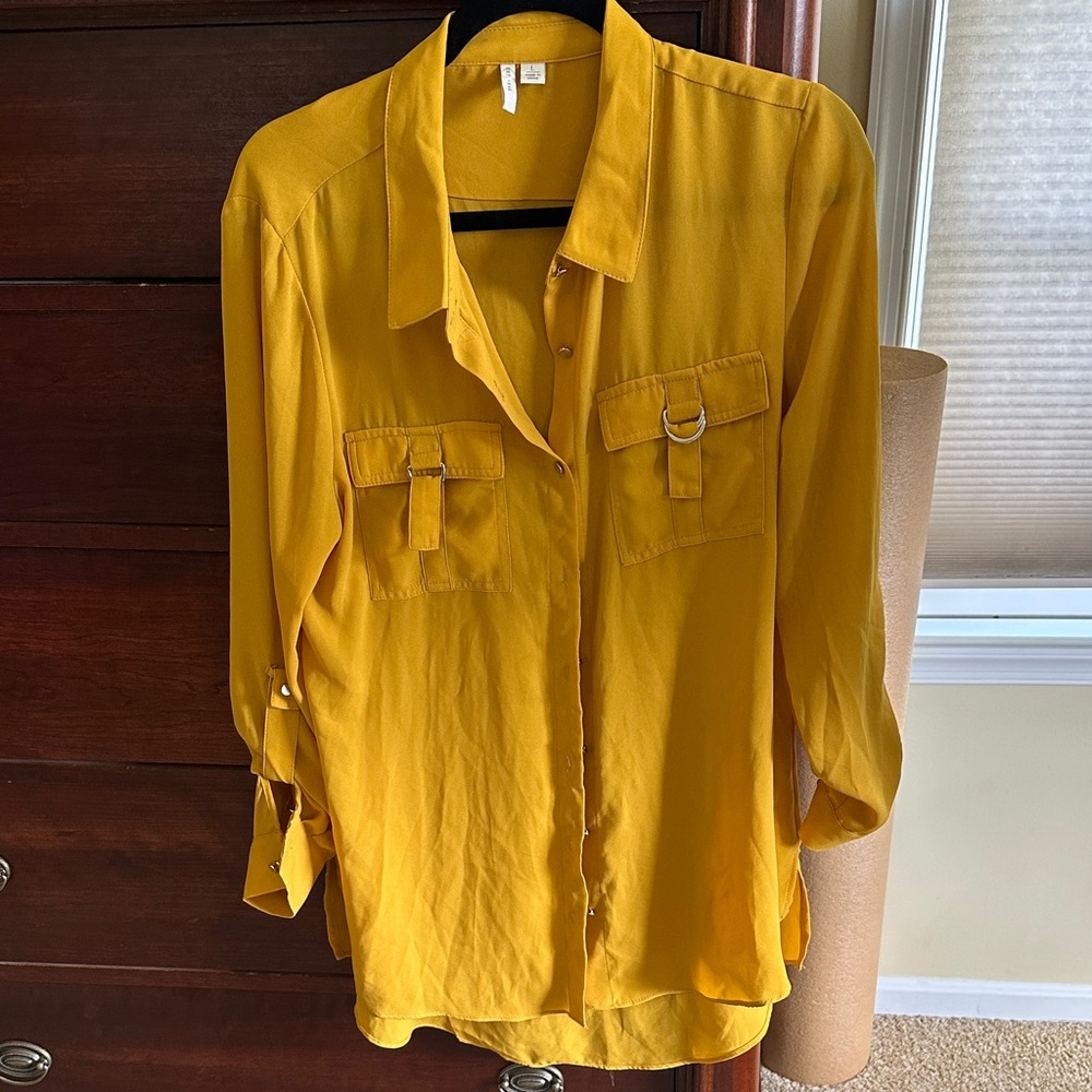 Yellow Button-Up Women's Top